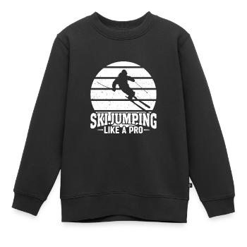 Skispringen Wie Ein Profi Sonnenuntergang - Kinder Premium Organic Sweatshirt - Schwarz - Vorne - AI Model Kid Female (0cm)