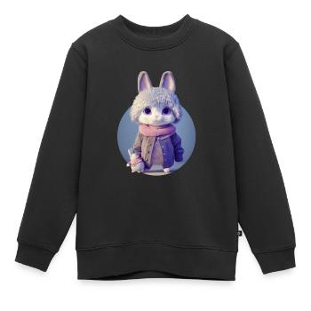 Lapin mignon avec son jouet - Sweat Premium enfant bio - noir - Devant - AI Model Kid Female (0cm)