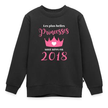 Les plus belles princesses sont nées en 2018 - Sweat Premium enfant bio - noir - Devant - AI Model Kid Female (0cm)