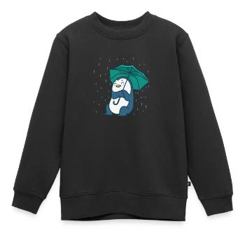 Pingouin avec un parapluie Antarctique - Sweat Premium enfant bio - noir - Devant - AI Model Kid Female (0cm)