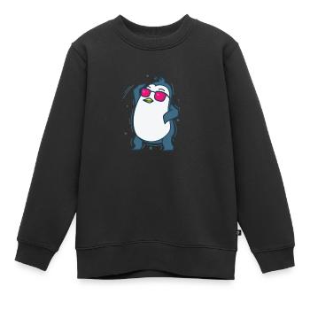 Pingouin dansant l’oiseau antarctique - Sweat Premium enfant bio - noir - Devant - AI Model Kid Female (0cm)