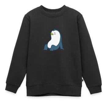Le pingouin et le ciel nocturne Antarctique - Sweat Premium enfant bio - noir - Devant - AI Model Kid Female (0cm)