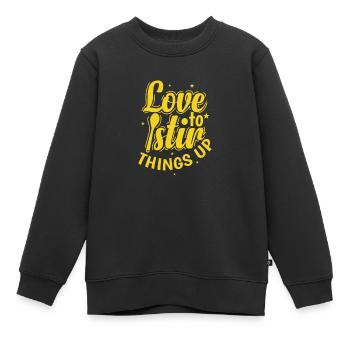 Love to stir Things up Koch Hobby Essen Küche - Kinder Premium Organic Sweatshirt - Schwarz - Vorne - AI Model Kid Female (0cm)
