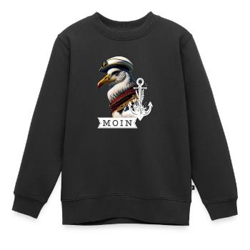 Mouette fraîche, capitaine Coast Sea Sea, disant Moin - Sweat Premium enfant bio - noir - Devant - AI Model Kid Female (0cm)
