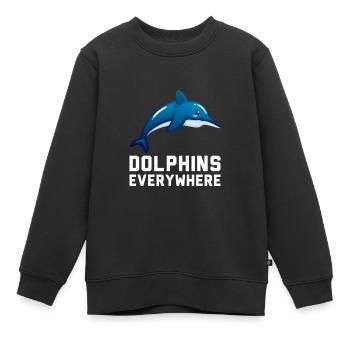 Dolphins Everywhere IQ Kluge Meeresbewohner - Kinder Premium Organic Sweatshirt - Schwarz - Vorne - AI Model Kid Female (0cm)