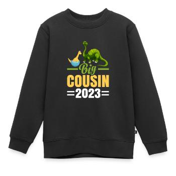Dinosaurier Din Big Cousin 2023 Saurus Geschenk - Kinder Premium Organic Sweatshirt - Schwarz - Vorne - AI Model Kid Female (0cm)