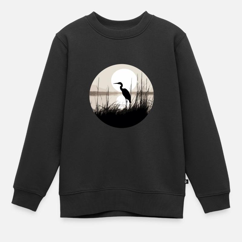 Hérons dans les roseaux - Sweat Premium enfant bio - noir