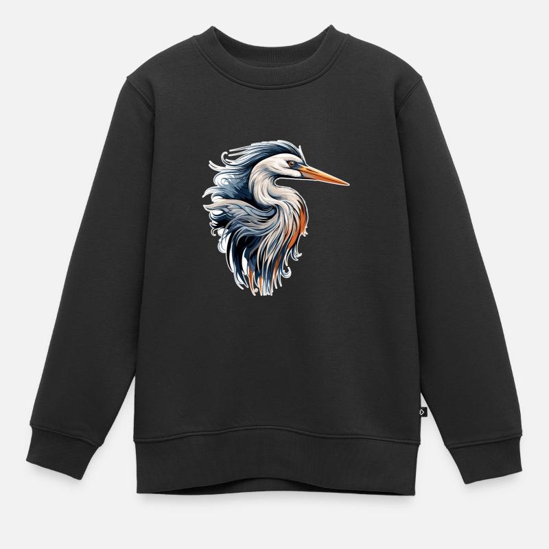 Reiher - Kinder Premium Organic Sweatshirt - Schwarz