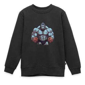 Bodybuilder Gorilla - Sweat Premium enfant bio - noir - Devant - AI Model Kid Female (0cm)