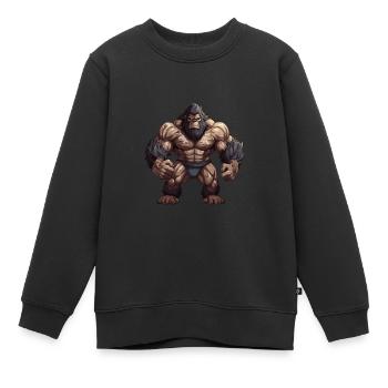 Bodybuilder Gorilla - Sweat Premium enfant bio - noir - Devant - AI Model Kid Female (0cm)