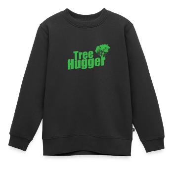 Tree Hugger Nature Forêts Feuilles - Sweat Premium enfant bio - noir - Devant - AI Model Kid Female (0cm)