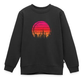 Forêt d’arbres, Nature, Feuilles, Forêt - Sweat Premium enfant bio - noir - Devant - AI Model Kid Female (0cm)
