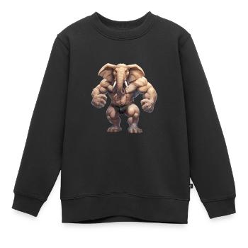 Bodybuilder Eléphant - Sweat Premium enfant bio - noir - Devant - AI Model Kid Female (0cm)