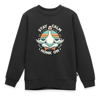 Ruhig bleiben Gans - Kinder Premium Organic Sweatshirt - Schwarz - Vorne - AI Model Kid Female (0cm)