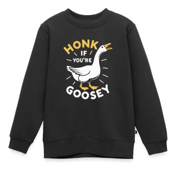 Honk Goose - Sweat Premium enfant bio - noir - Devant - AI Model Kid Female (0cm)