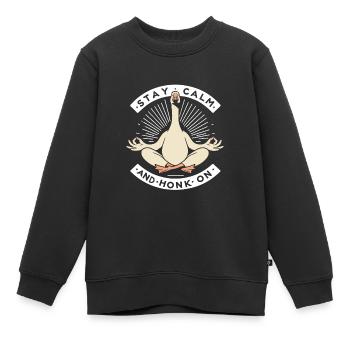 Ruhig bleiben Gans - Kinder Premium Organic Sweatshirt - Schwarz - Vorne - AI Model Kid Female (0cm)