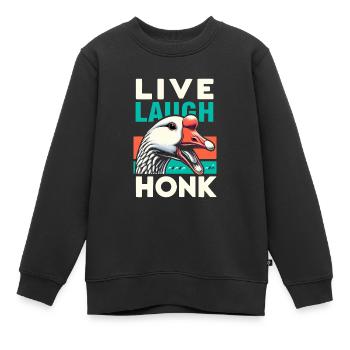 Lebe, lache, hupe – Joyful Goose Meme - Kinder Premium Organic Sweatshirt - Schwarz - Vorne - AI Model Kid Female (0cm)