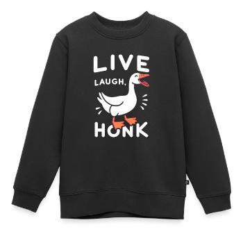 Lebe, lache, hupe – Joyful Goose Meme - Kinder Premium Organic Sweatshirt - Schwarz - Vorne - AI Model Kid Female (0cm)
