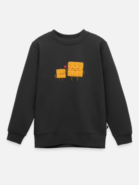 Waffel Mama mit Waffel Kind Teig Gebäck - Kinder Premium Organic Sweatshirt - Schwarz