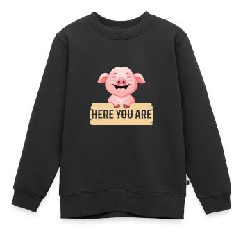 Hier Bist Du Freund Schweinchen Kein Fleischesser - Kinder Premium Organic Sweatshirt - Schwarz - Vorne - AI Model Kid Female (0cm)