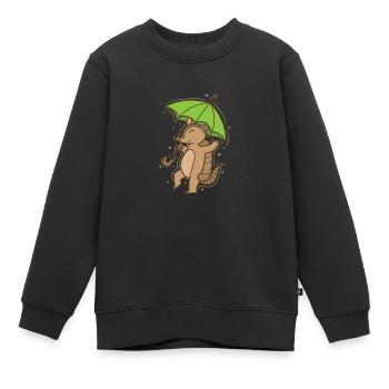 Tatou avec parapluie désert de mammifères - Sweat Premium enfant bio - noir - Devant - AI Model Kid Female (0cm)