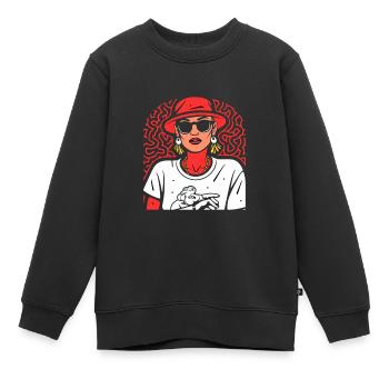 Frau - Kinder Premium Organic Sweatshirt - Schwarz - Vorne - AI Model Kid Female (0cm)
