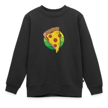 Pizza au salami, à l’italienne et au fromage - Sweat Premium enfant bio - noir - Devant - AI Model Kid Female (0cm)