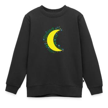 Mond Blumen unendlicher Nachthimmel - Kinder Premium Organic Sweatshirt - Schwarz - Vorne - AI Model Kid Female (0cm)