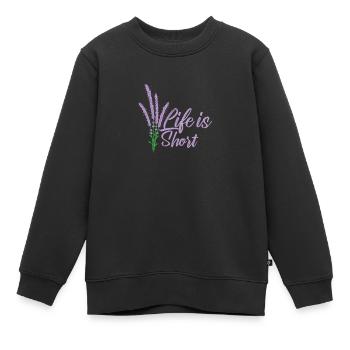 Life is short Lavendel Garten Duft - Kinder Premium Organic Sweatshirt - Schwarz - Vorne - AI Model Kid Female (0cm)