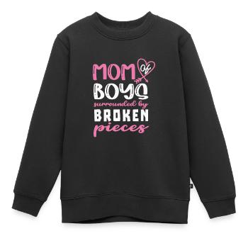 Mutter Von Jungen, Umgeben Von Scherben Mütter - Kinder Premium Organic Sweatshirt - Schwarz - Vorne - AI Model Kid Female (0cm)