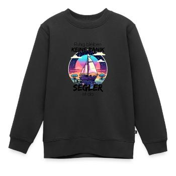 Pas de panique, le marin est là - voilier - Sweat Premium enfant bio - noir - Devant - AI Model Kid Female (0cm)