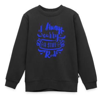 Ich trage immer einen steifen Stab dabei - Kinder Premium Organic Sweatshirt - Schwarz - Vorne - AI Model Kid Female (0cm)