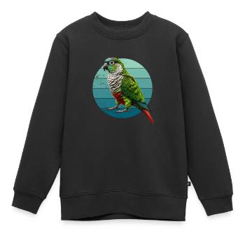 Grünwangen-Conure-Illustration Conure-Papagei - Kinder Premium Organic Sweatshirt - Schwarz - Vorne - AI Model Kid Female (0cm)