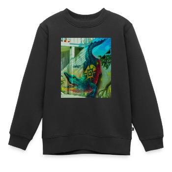 Krokodil-Wandbild, Mexiko-Stadt - Kinder Premium Organic Sweatshirt - Schwarz - Vorne - AI Model Kid Female (0cm)