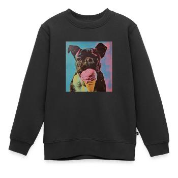 Eis Hund Sommer Eiskreme Eisdiele FUNNY Hunde - Kinder Premium Organic Sweatshirt - Schwarz - Vorne - AI Model Kid Female (0cm)