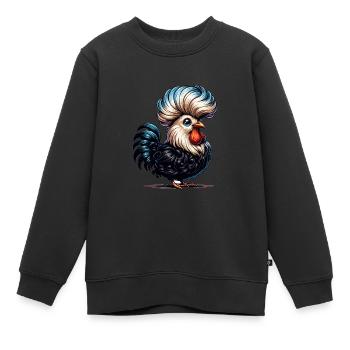 Polnisches Schopfhuhn Polnisches Huhn - Kinder Premium Organic Sweatshirt - Schwarz - Vorne - AI Model Kid Female (0cm)