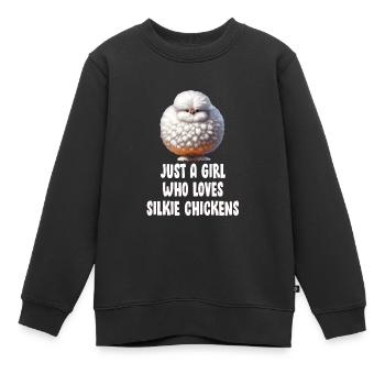 Silkie Chicken Fluffy Chickens Mädchen - Kinder Premium Organic Sweatshirt - Schwarz - Vorne - AI Model Kid Female (0cm)