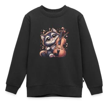 Violons chat - Sweat Premium enfant bio - noir - Devant - AI Model Kid Female (0cm)