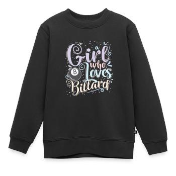 Fille qui aime le billard - Sweat Premium enfant bio - noir - Devant - AI Model Kid Female (0cm)