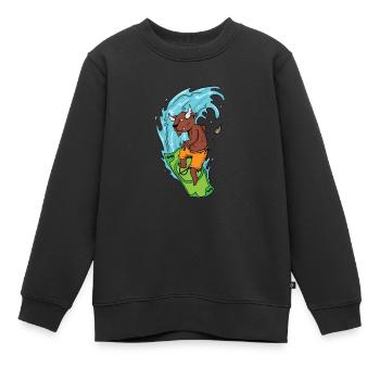 Bull surfing sur un billet d’un dollar - Sweat Premium enfant bio - noir - Devant - AI Model Kid Female (0cm)
