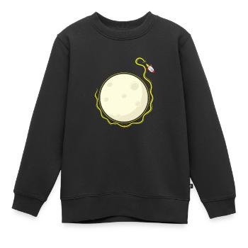 Une fusée tourne autour de la lune - Sweat Premium enfant bio - noir - Devant - AI Model Kid Female (0cm)