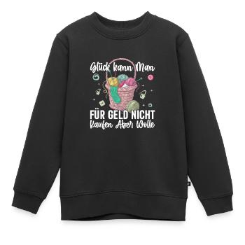 Tricoteuses Crochet fait à la main Couture Tricot - Sweat Premium enfant bio - noir - Devant - AI Model Kid Female (0cm)