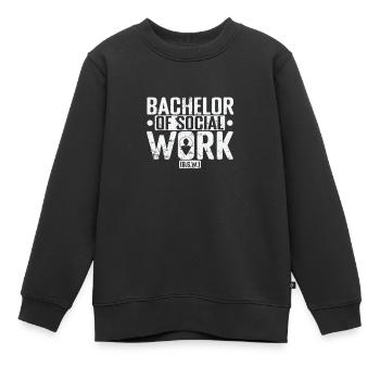 Baccalauréat en travail social en travail communautaire - Sweat Premium enfant bio - noir - Devant - AI Model Kid Female (0cm)
