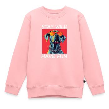 Spruch,Stay Wild, Have Fun cooler Hund Hunde - Kinder Premium Organic Sweatshirt - Rosa - Vorne - AI Model Kid Female (0cm)