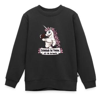 Gym - Le chocolat contient des protéines, pas beaucoup - Sweat Premium enfant bio - noir - Devant - AI Model Kid Female (0cm)