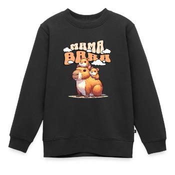 Mamabara Mère Capybara - Sweat Premium enfant bio - noir - Devant - AI Model Kid Female (0cm)