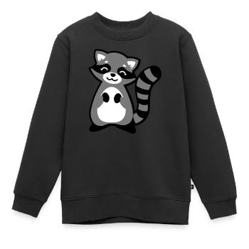 Niedlicher Waschbär Tierkind / Cute raccoon animal - Kinder Premium Organic Sweatshirt - Schwarz - Vorne - AI Model Kid Female (0cm)