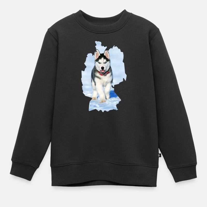 Hund Husky, Hund Husky, Deutschland - Kinder Premium Organic Sweatshirt - Schwarz