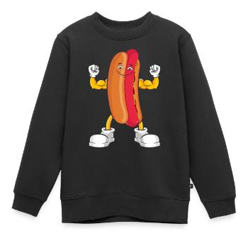 Hot Dog Bodybuilding Fitness Gym Cadeau - Sweat Premium enfant bio - noir - Devant - AI Model Kid Female (0cm)
