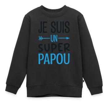 Ich bin ein Super-Papua - Papua-Humor Lustiges Geschenk - Kinder Premium Organic Sweatshirt - Schwarz - Vorne - AI Model Kid Female (0cm)